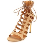 Strappy Caged Lace-Up Heels