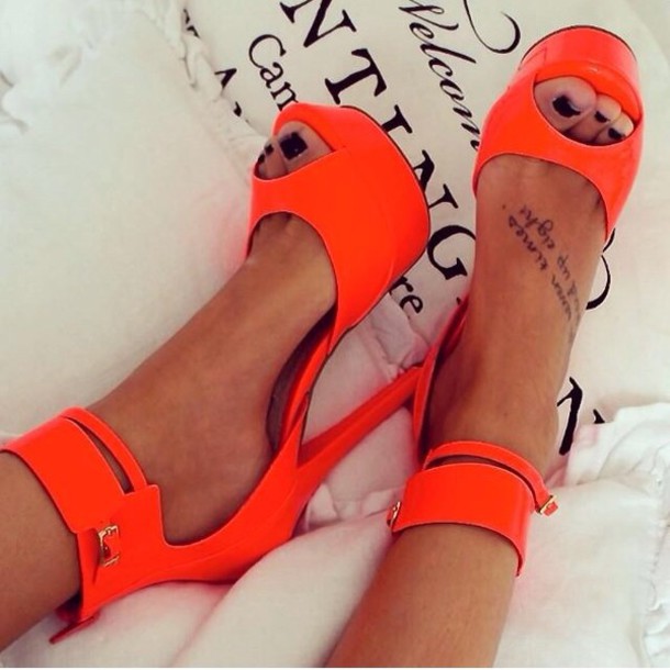 Orange Ankle Pumps
