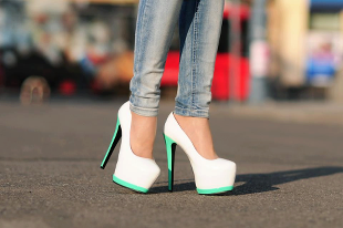 White Teal Pumps
